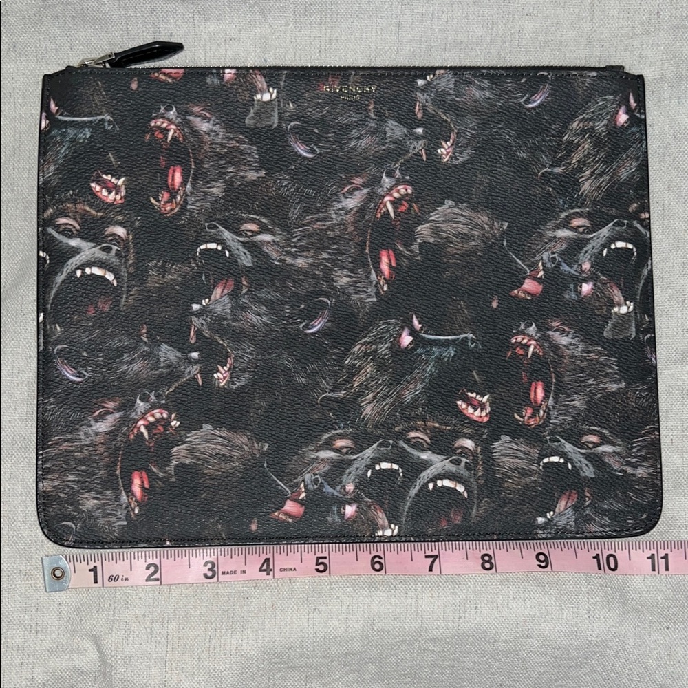 Givenchy Coated Canvas All Over Monkey Brother Large Zip Pouch